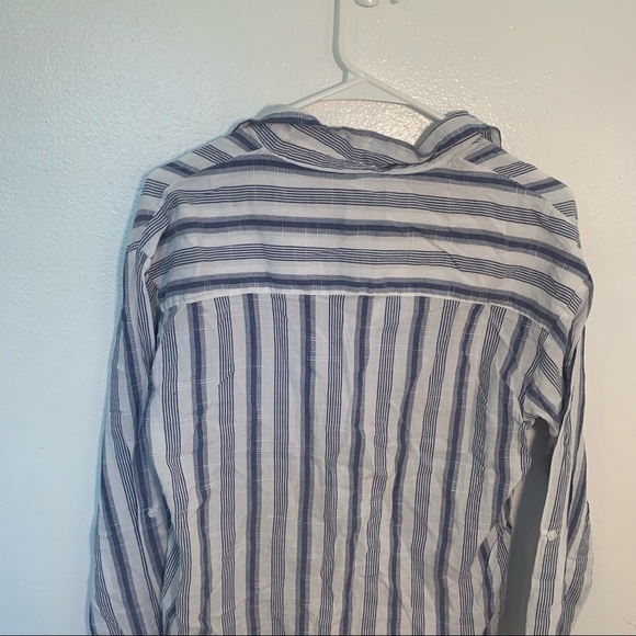 Forever 21 Split Neck Tunic Top White Blue Stripes - Picture 10 of 11